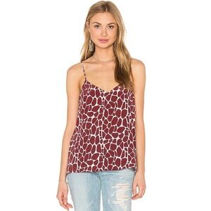EQUIPMENT Femme Layla Silk Cami XS Burgundy Giraffe Print 100% Silk